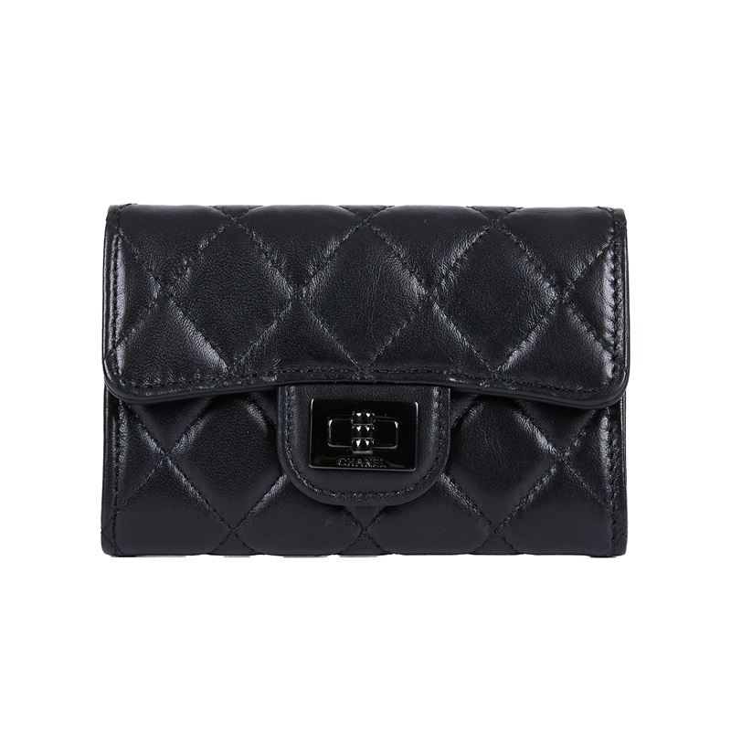 香奈兒 CHANEL 2.55 SO BLACK 卡包  28開SO BLACK 2.55卡包 原廠盒子/保證卡