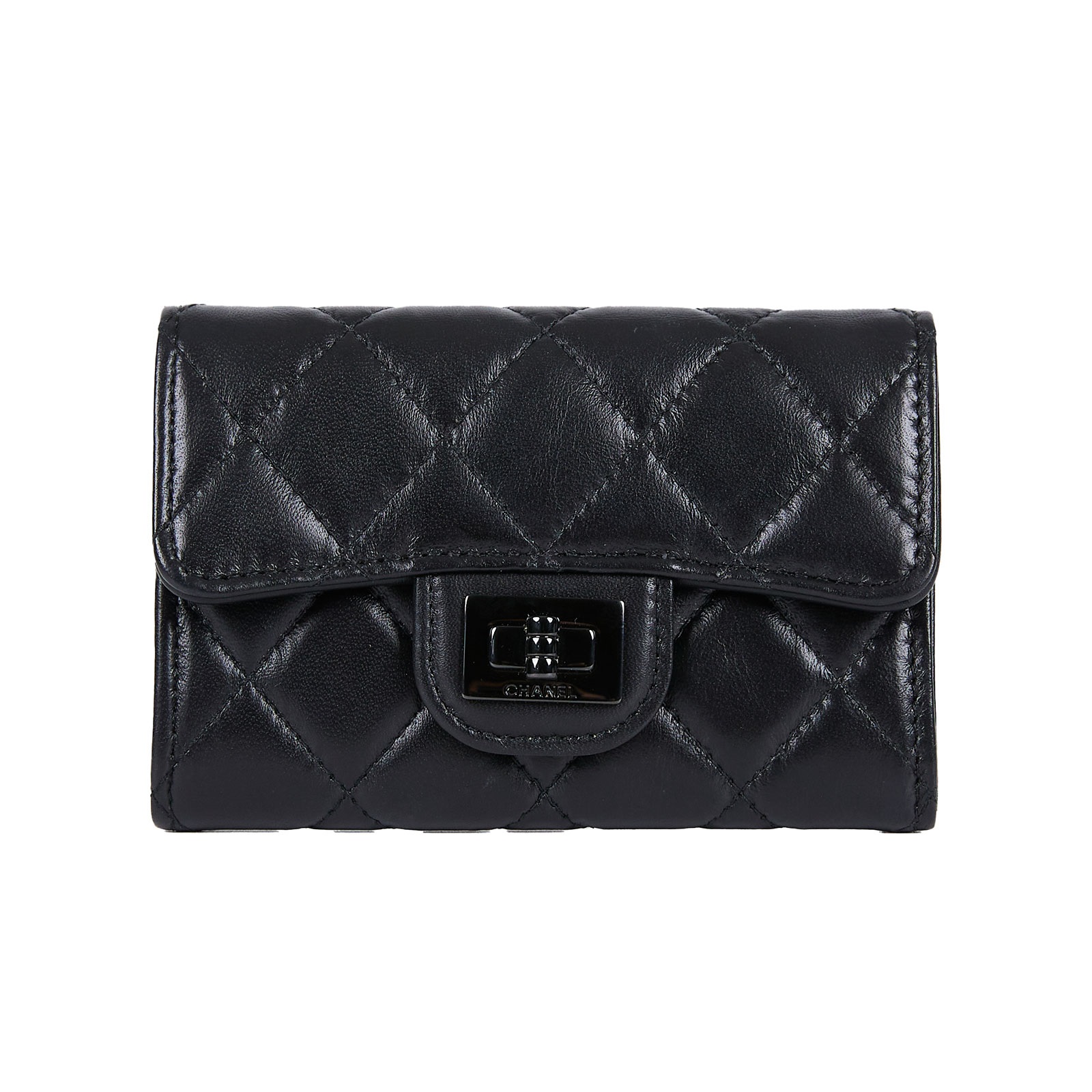 香奈兒 CHANEL 2.55 SO BLACK 卡包  28開SO BLACK 2.55卡包 原廠盒子/保證卡