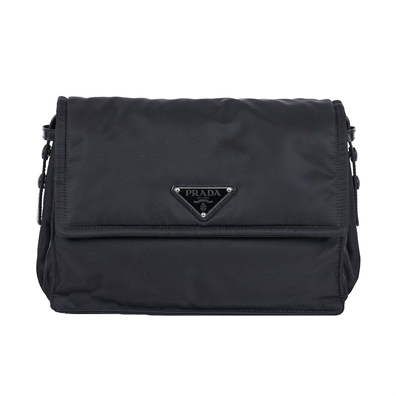 普拉達 PRADA Re-Nylon 夾棉 肩背袋 中型  1BD255_RDLN 黑Re-Nylon郵差包 防塵袋