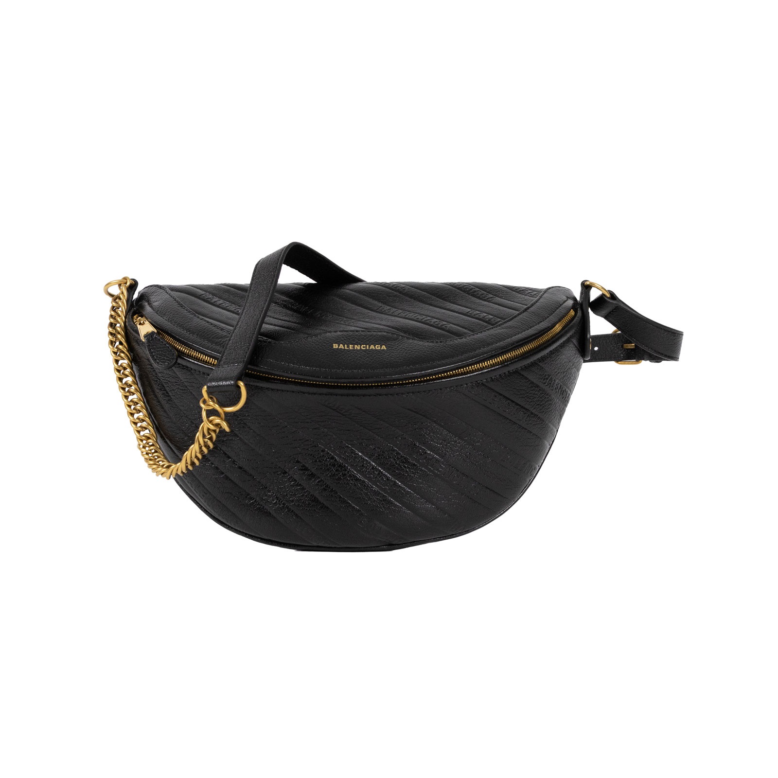 巴黎世家 BALENCIAGA XXS Souvenirs 腰包 551550AQ4CM ☆黑金腰包 防塵袋
