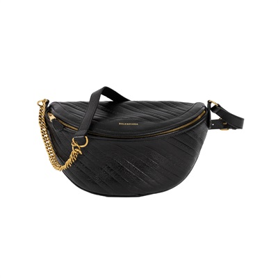巴黎世家 BALENCIAGA XXS Souvenirs 腰包 551550AQ4CM ☆黑金腰包 防塵袋