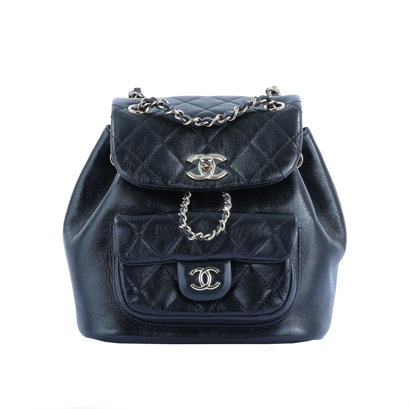 香奈兒 CHANEL Duma 經典 CC Logo 菱格紋 迷你 雙肩 後背包 AS2908 晶片款 ☆黑荔枝DUMA MINI後背包 原廠盒子/防塵袋/台灣購買證明/發票