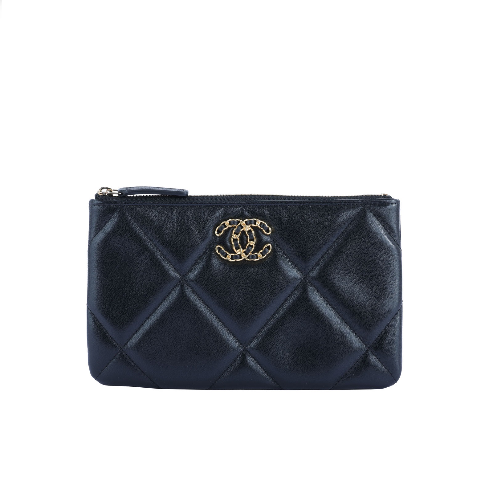 香奈兒 CHANEL 19 菱格 小羊皮 拉鍊 手拿包 AP1059 29開黑19 POUCH 原廠盒子/防塵袋/保證卡
