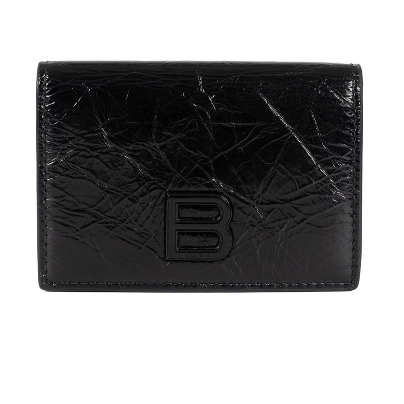 巴黎世家 BALENCIAGA B Icon 錢包 短夾 7664632AA65 全黑油蠟三折短夾 原廠盒子/防塵袋/購買證明
