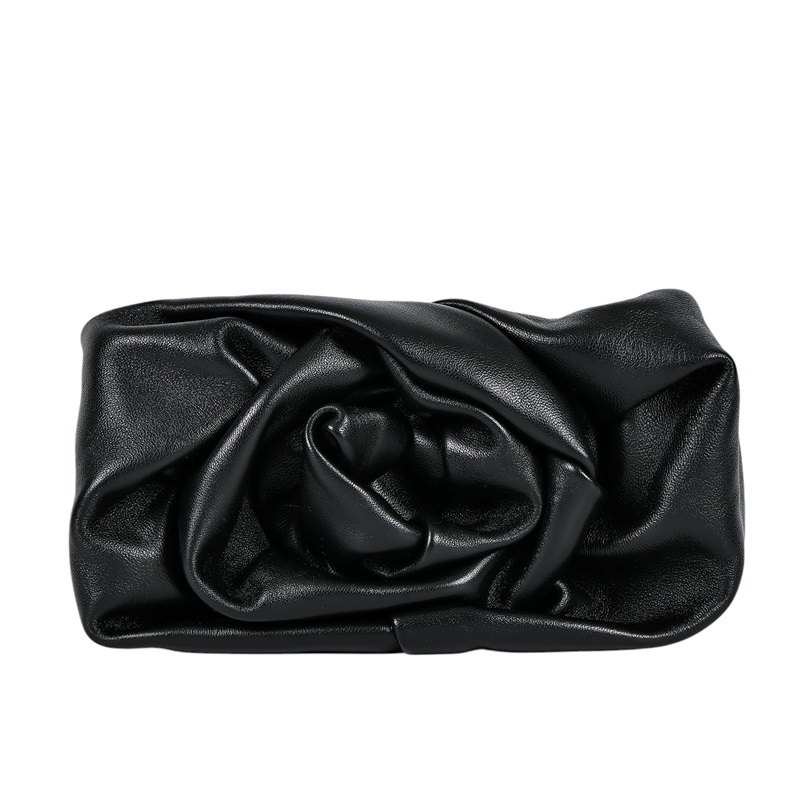 博柏利 BURBERRY Rose 褶飾皮革 手拿包 8079187 黑ROSE CLUTCH 原廠盒子/防塵袋