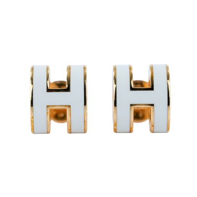 愛馬仕 Hermès Mini Pop H 耳釘 POPHEMINI ST1221 白POP H MINI耳環 原廠盒子/防塵袋