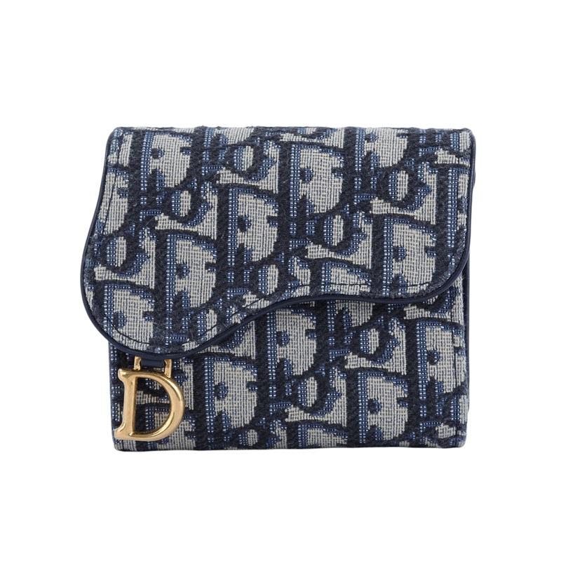迪奧 CHRISTIAN DIOR Saddle Lotus 錢包 短夾 緹花 S5652CTZQ  原廠盒子/防塵袋/台灣購買證明/發票