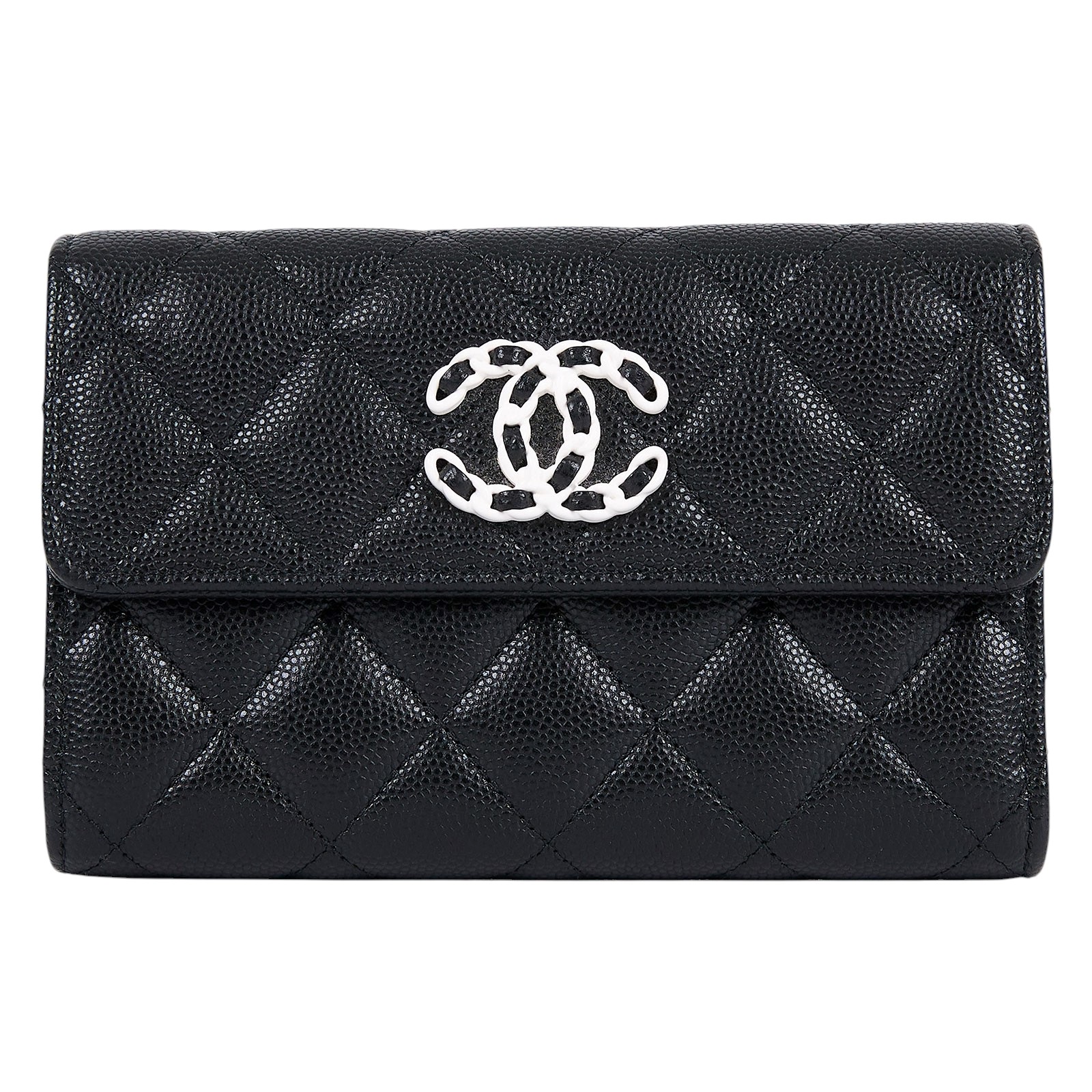 香奈兒 CHANEL 19 錢包 中夾 AP3714 黑荔枝19中夾 原廠盒子/購買證明