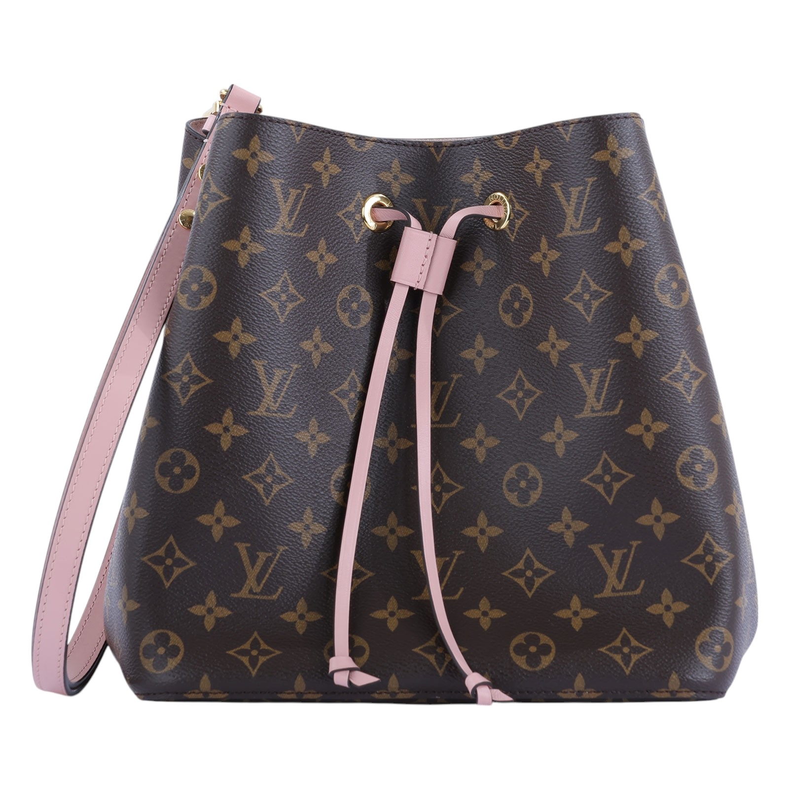 路易威登 LOUIS VUITTON NéoNoé MM 經典帆布 肩背 水桶包 粉紅色 M44022 原花粉NEONOE 防塵袋