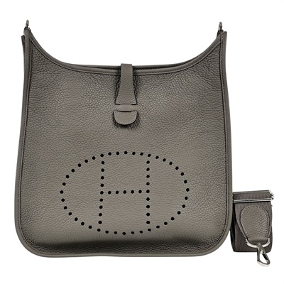 愛馬仕 Hermès Evelyne Bag 伊芙琳包 29 馬蹄型 EV29 H056277/W刻 ☆積雨雲灰EVELYNE29 背帶