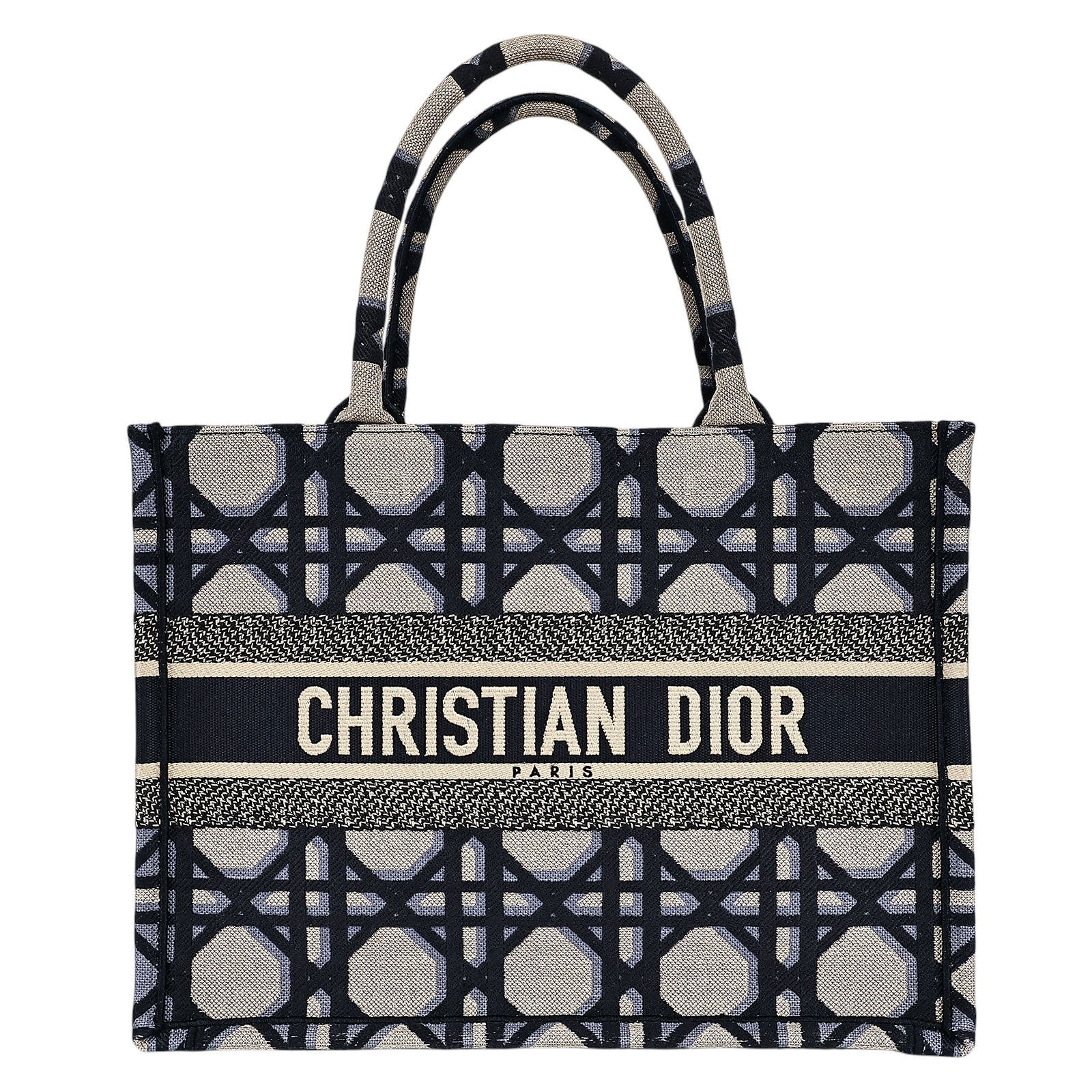 迪奧 CHRISTIAN DIOR Book Tote 中型 托特包 米色 藍色 M1296ZZAU 藍緹花刺繡BOOK TOTE 中 防塵袋/購買證明