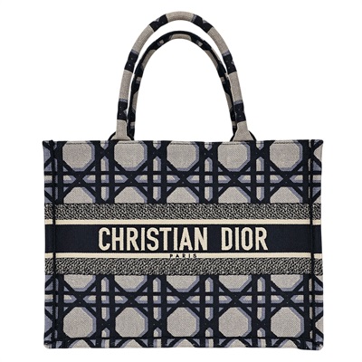 迪奧 CHRISTIAN DIOR Book Tote 中型 托特包 米色 藍色 M1296ZZAU 藍緹花刺繡BOOK TOTE 中 防塵袋/購買證明