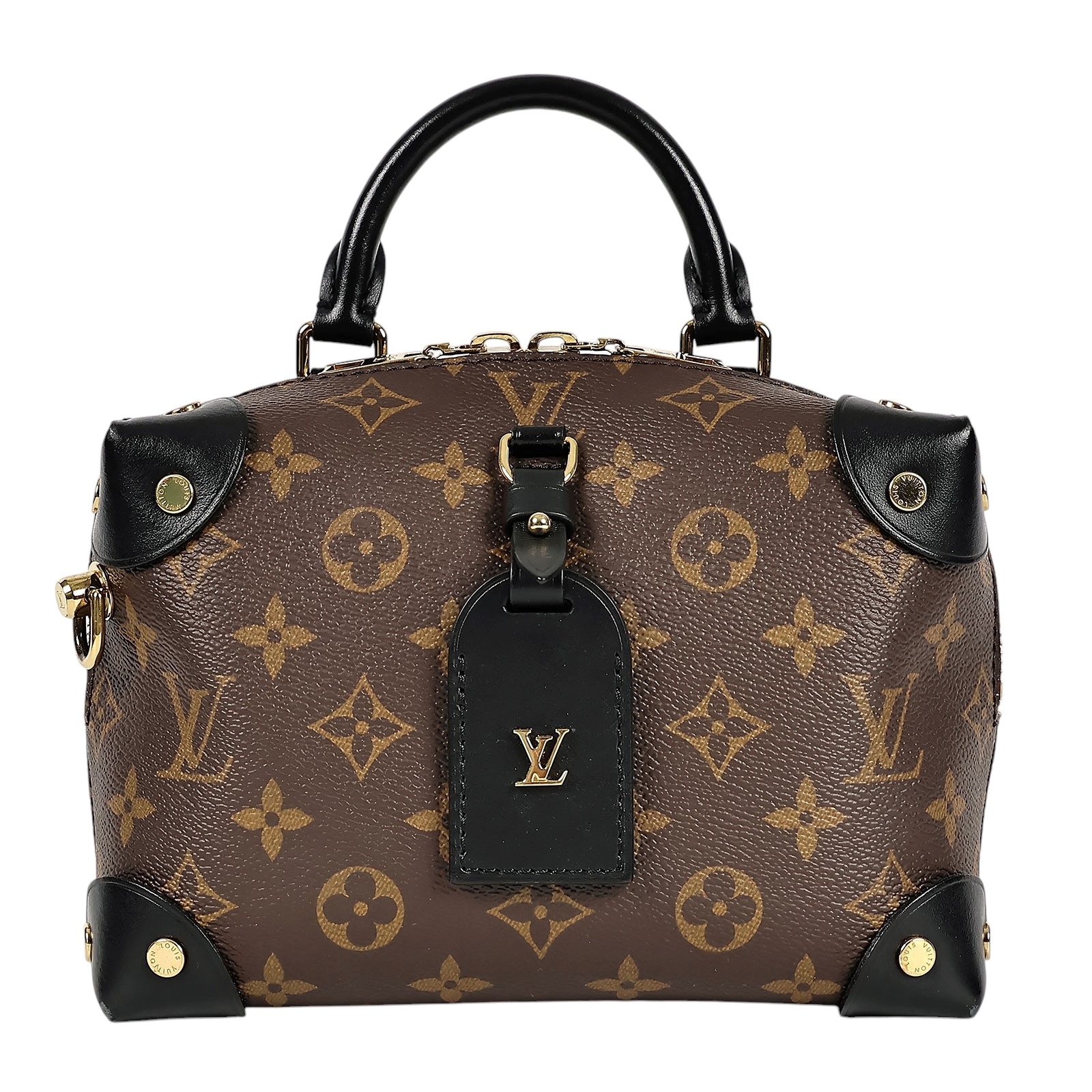 路易威登 LOUIS VUITTON Petite Malle Souple 經典帆布 拉鍊 手提 斜背包 M45571 晶片款  原廠盒子/防塵袋/背帶/鍊帶