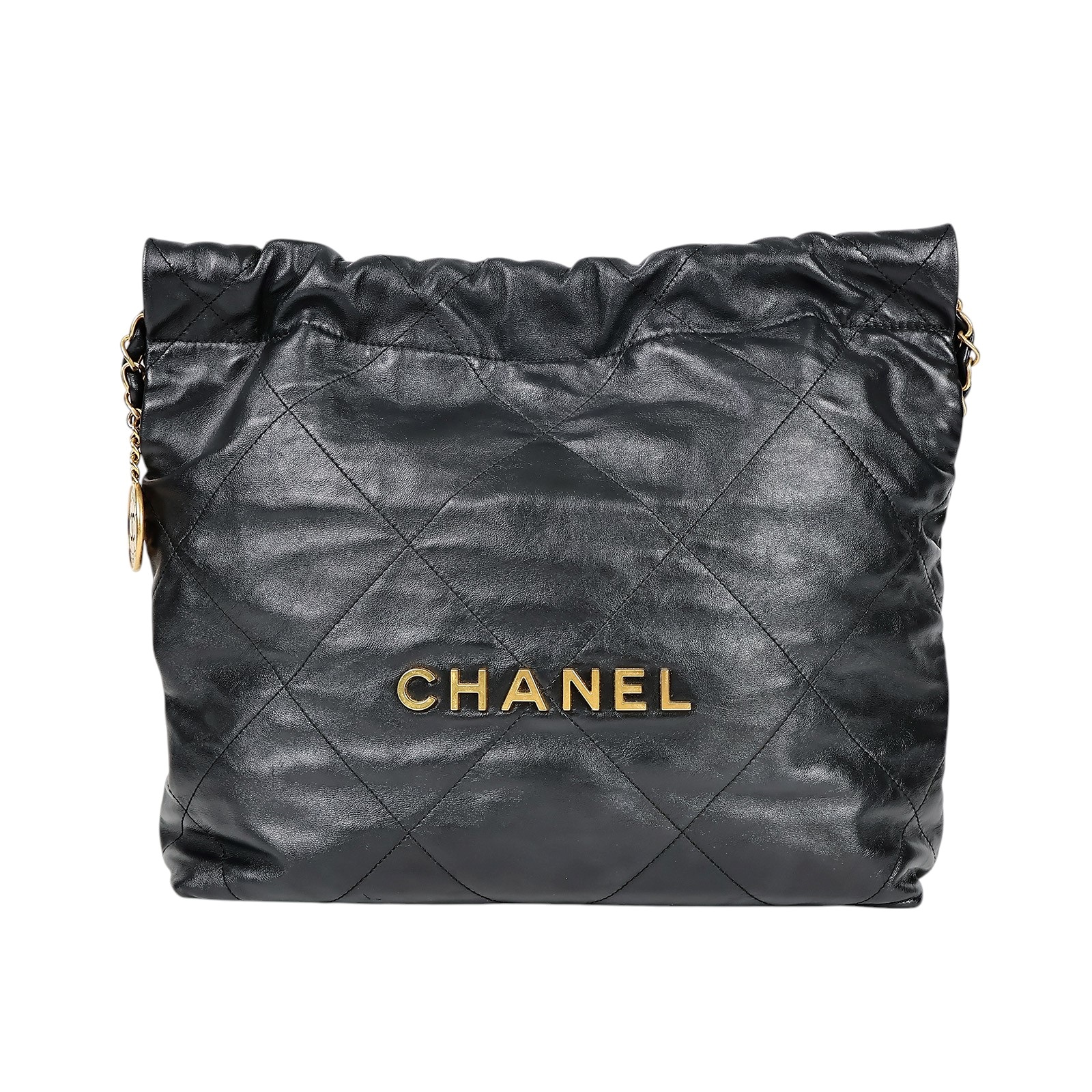 香奈兒 CHANEL 22 小型 束口包  晶片款 黑金22包 小號 原廠盒子/防塵袋