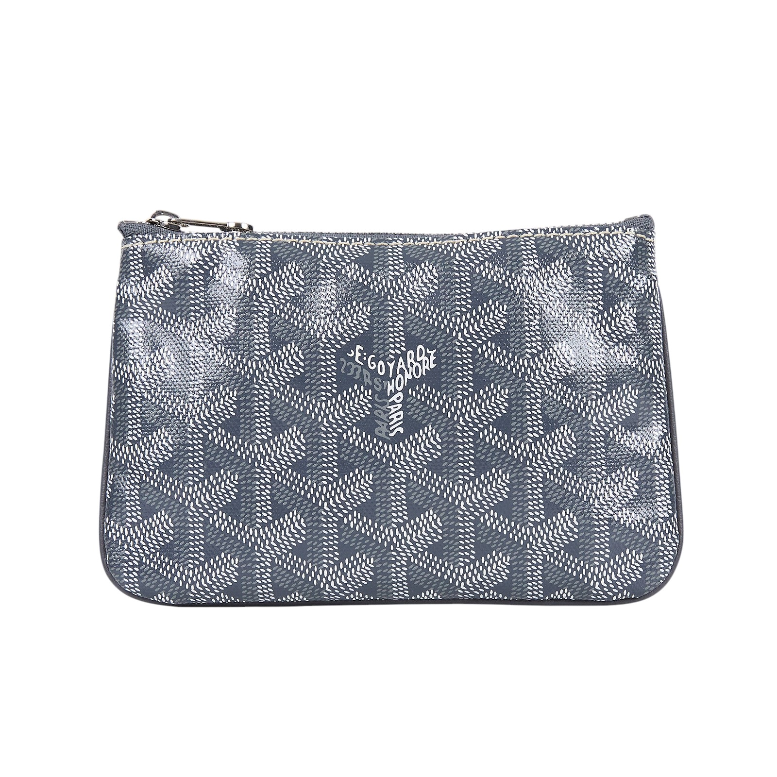 高雅德 GOYARD Sénat Mini Pouch 迷你小包 SENAT2MINTY 灰一字拉鍊POUCH 原廠盒子