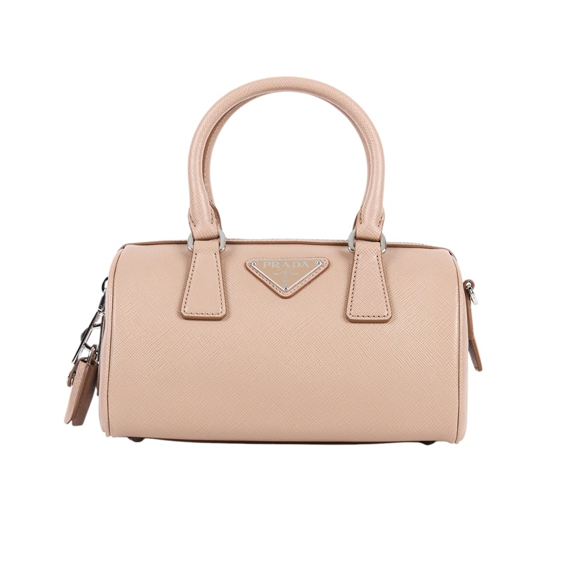 普拉達 PRADA Saffiano 皮革 波士頓包 1BB846_NZV 奶茶波士頓 原廠盒子/防塵袋/購買證明