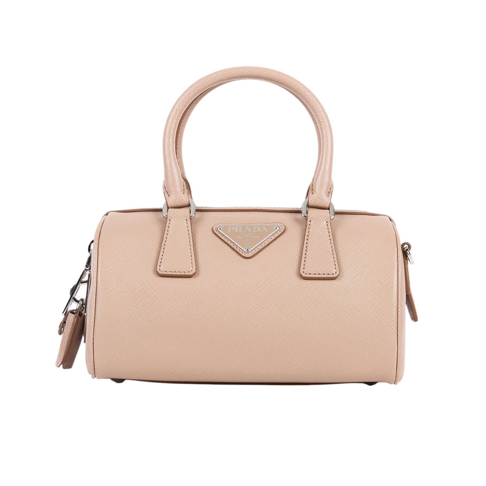 普拉達 PRADA Saffiano 皮革 波士頓包 1BB846_NZV 奶茶波士頓 原廠盒子/防塵袋/購買證明