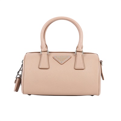 普拉達 PRADA Saffiano 皮革 波士頓包 1BB846_NZV 奶茶波士頓 原廠盒子/防塵袋/購買證明