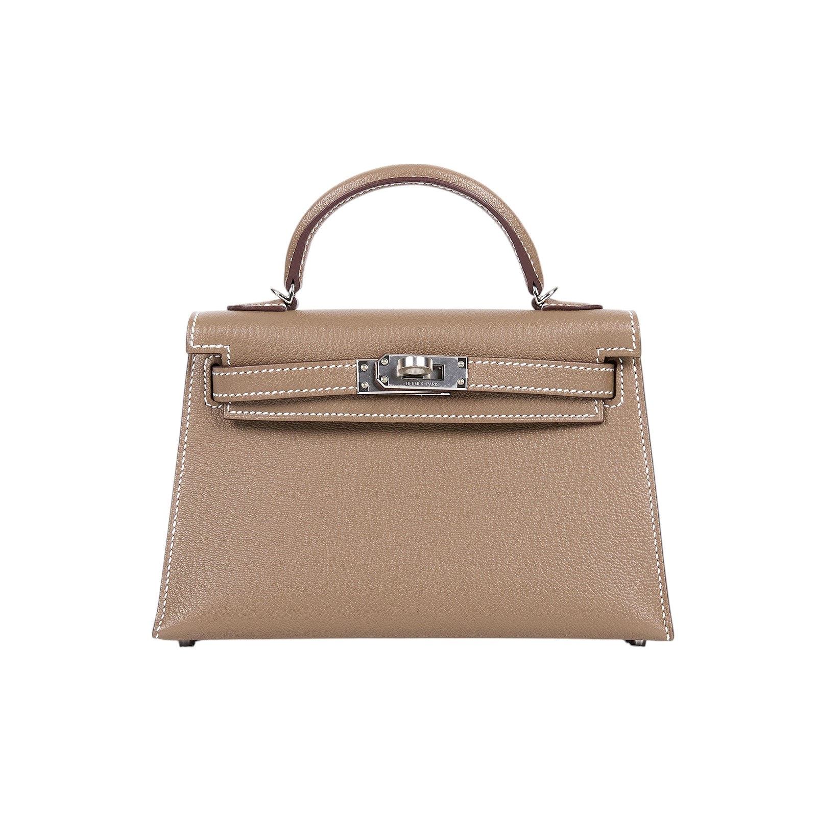 愛馬仕 Hermès Kelly Bag 凱莉包 mini KLM W刻 大象灰MINI KELLY Chevre 原廠盒子/防塵袋/背帶