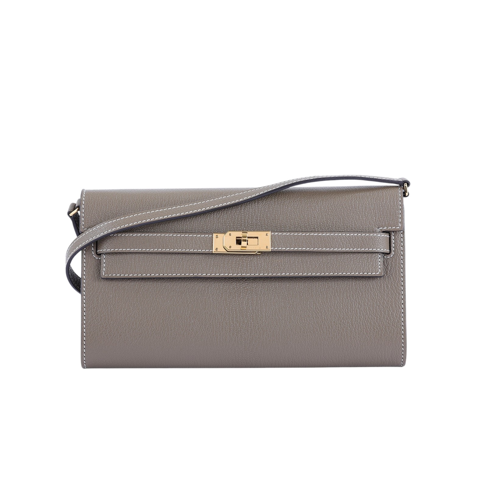 愛馬仕 Hermès Kelly to go 長夾肩背包 KLG U刻 大象灰KELLY TO GO 購買證明