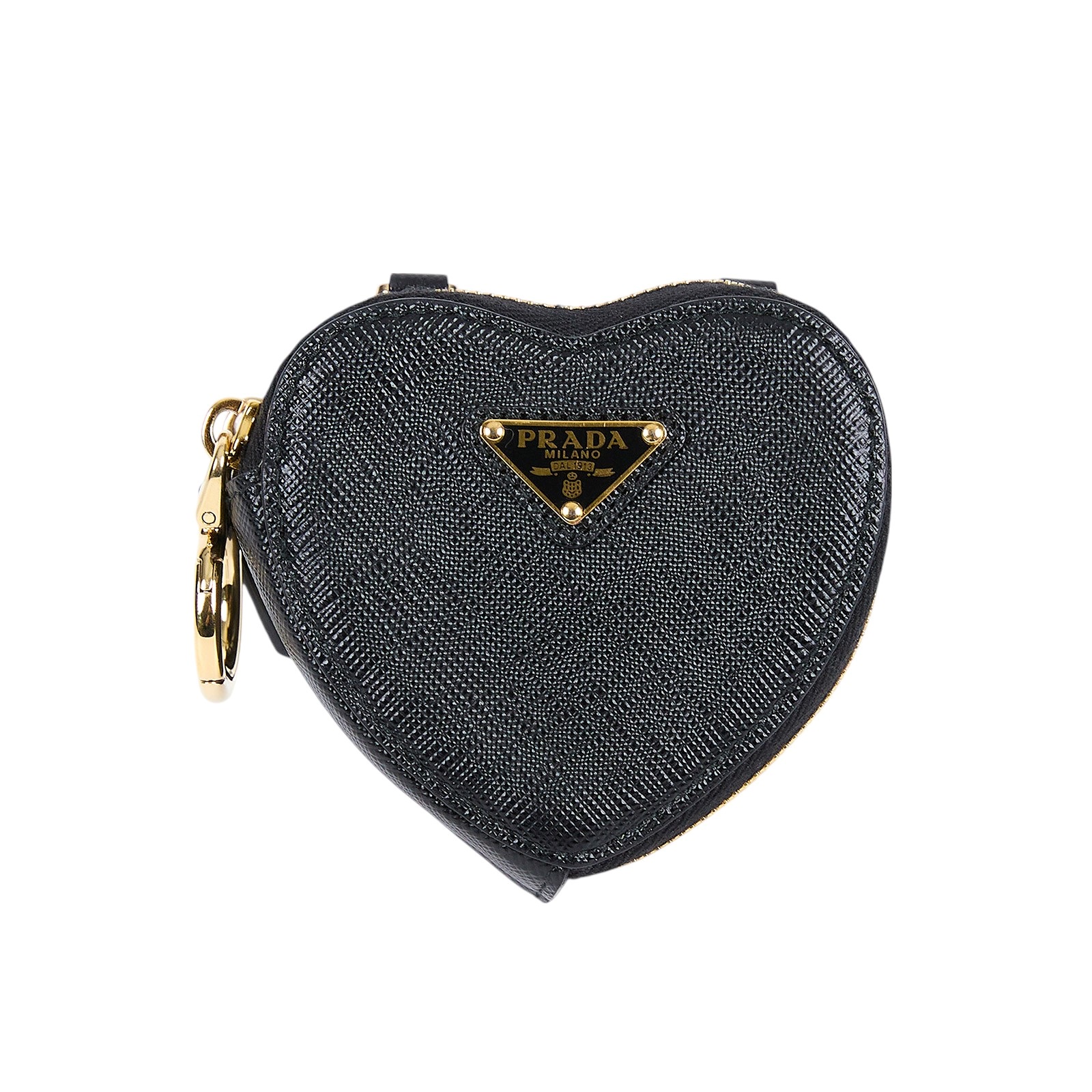 普拉達 PRADA Mini Pouch 迷你隨身包 1TL453_053 黑色鐵牌愛心POUCH 原廠盒子