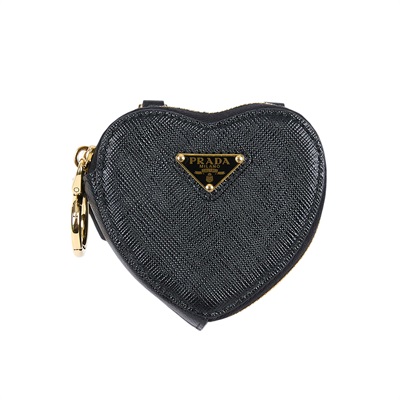 普拉達 PRADA Mini Pouch 迷你隨身包 1TL453_053 黑色鐵牌愛心POUCH 原廠盒子