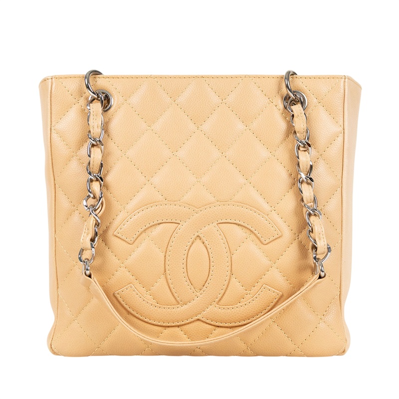 香奈兒 CHANEL PST Petite Shopping Tote CC Logo 菱格 荔枝紋 肩背 托特包 A20994 12開奶茶荔枝PST 防塵袋/保證卡