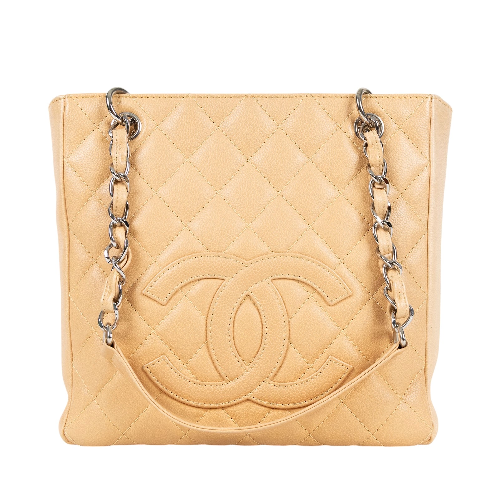 香奈兒 CHANEL PST Petite Shopping Tote CC Logo 菱格 荔枝紋 肩背 托特包 A20994 12開奶茶荔枝PST 防塵袋/保證卡