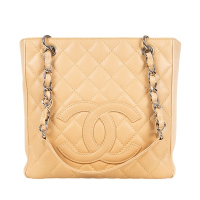 香奈兒 CHANEL PST Petite Shopping Tote CC Logo 菱格 荔枝紋 肩背 托特包 A20994 12開奶茶荔枝PST 防塵袋/保證卡