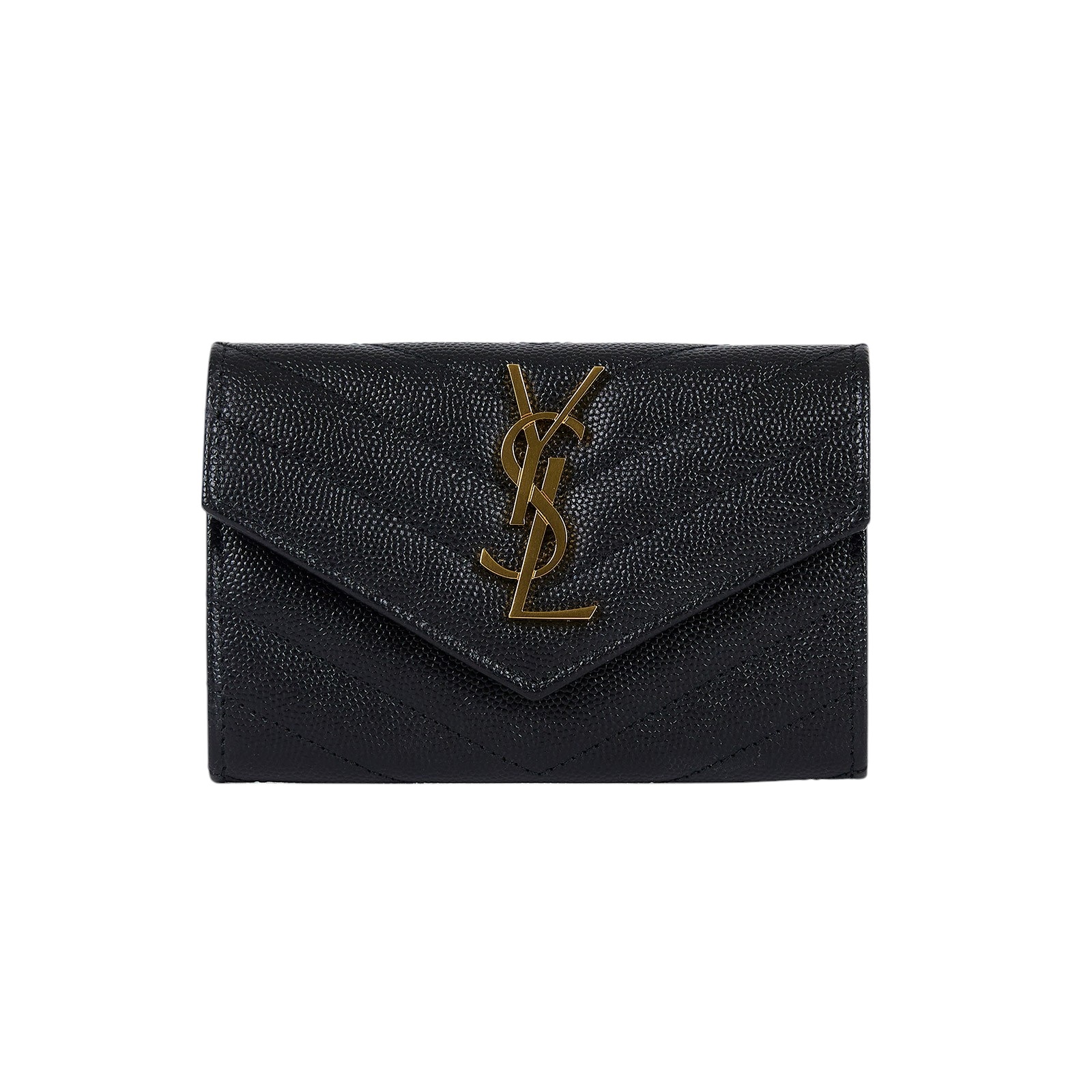 聖羅蘭 YSL SAINT LAURENT 錢包 卡片夾  黑金魚子醬卡包 原廠盒子/防塵袋