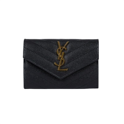 聖羅蘭 YSL SAINT LAURENT 錢包 卡片夾  黑金魚子醬卡包 原廠盒子/防塵袋