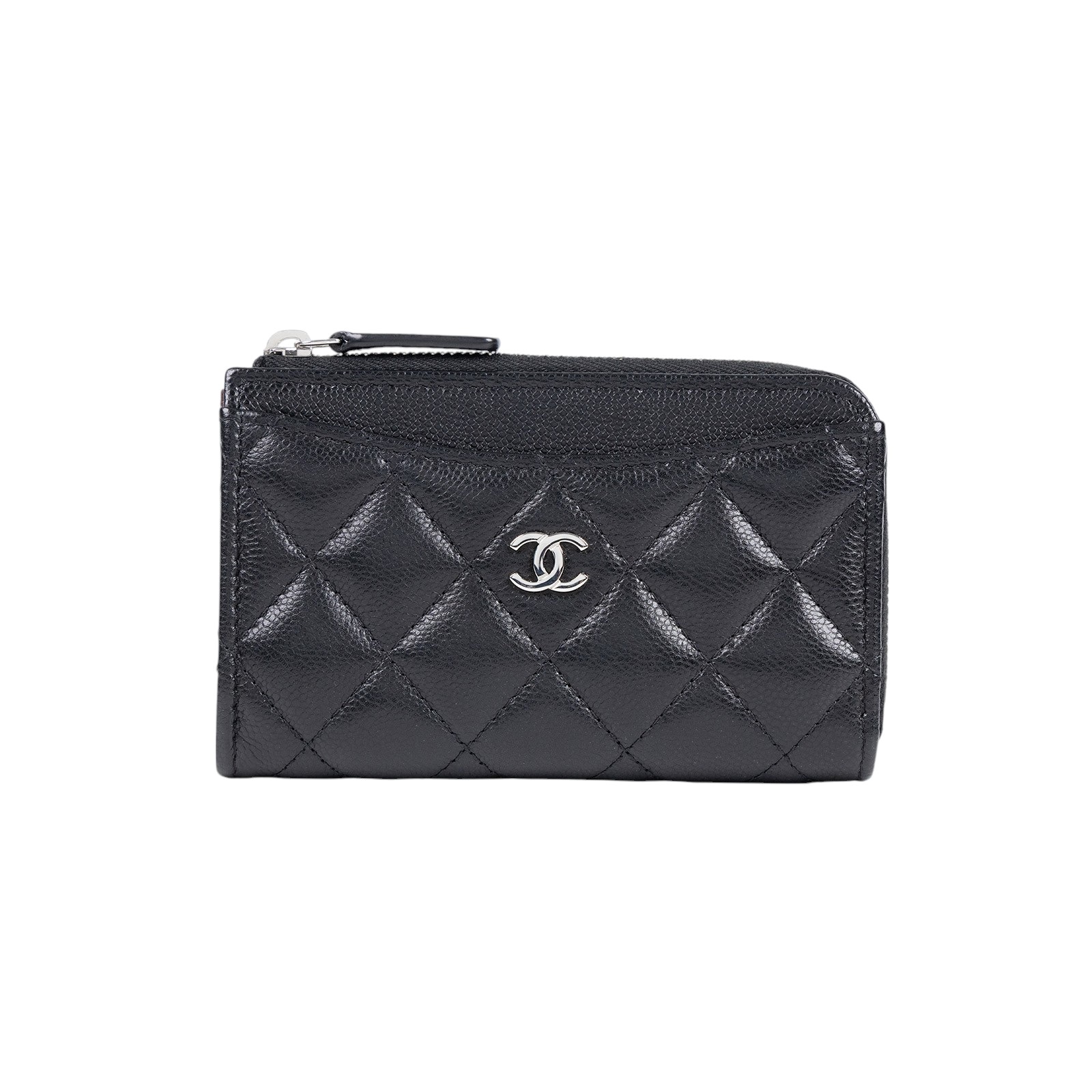 香奈兒 CHANEL CC logo 菱格紋 拉鍊 卡夾 零錢包 AP3179 黑荔枝卡包 防塵袋