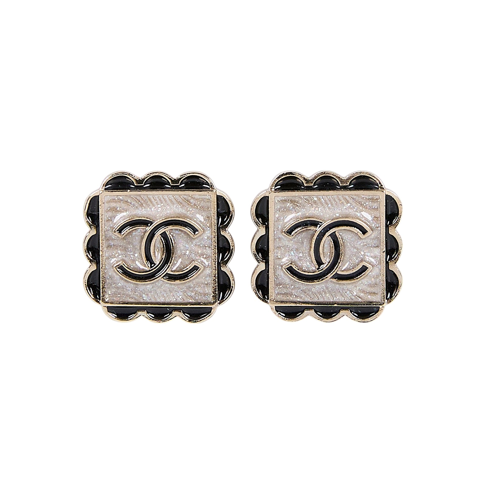 香奈兒 CHANEL 耳釘 C24 B 方塊雙C耳環 原廠盒子