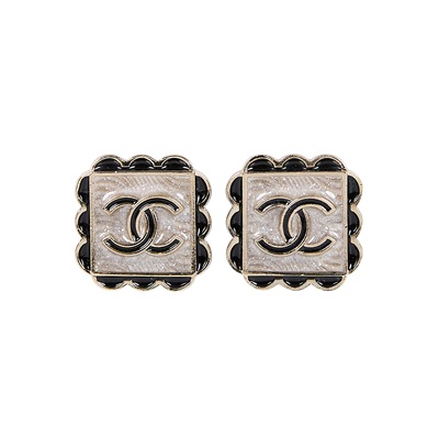 香奈兒 CHANEL 耳釘 C24 B 方塊雙C耳環 原廠盒子