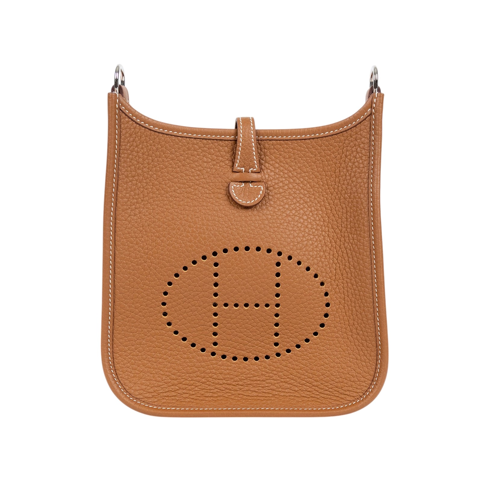 愛馬仕 Hermès Evelyne Bag Mini 伊芙琳包 Evelyne 16 EV16 U刻 金棕拼黃EVELYNE MINI 原廠盒子/防塵袋