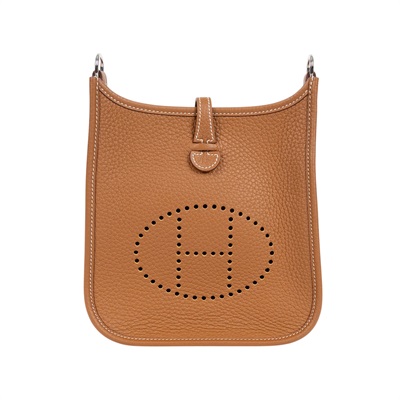 愛馬仕 Hermès Evelyne Bag Mini 伊芙琳包 Evelyne 16 EV16 U刻 金棕拼黃EVELYNE MINI 原廠盒子/防塵袋