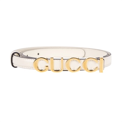 古馳 GUCCI 壓釦 窄版 皮帶 751602_90 白金字母LODO釦窄版皮帶 防塵袋/原廠盒子