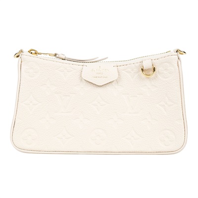 路易威登 LOUIS VUITTON Easy Pouch On Strap 壓紋牛皮二用包 奶油色 M81066 晶片款  防塵袋/鍊帶