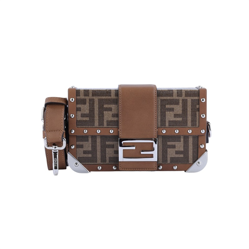 芬迪 FENDI Baguette Trunk Small Fabric Bag 硬殼 斜背包 7VA507A8V3 棕硬殼包 防塵袋