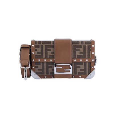 芬迪 FENDI Baguette Trunk Small Fabric Bag 硬殼 斜背包 7VA507A8V3 棕硬殼包 防塵袋