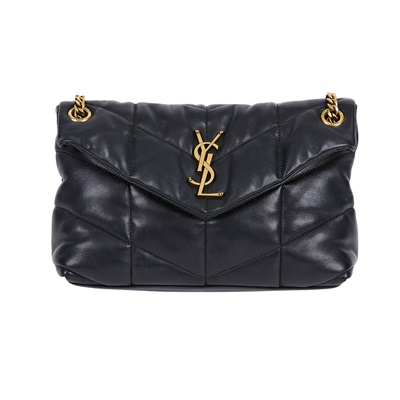 聖羅蘭 YSL SAINT LAURENT Puffer 絎縫納帕皮包 小型 5774761EL07 黑金PUFFER SMALL 防塵袋