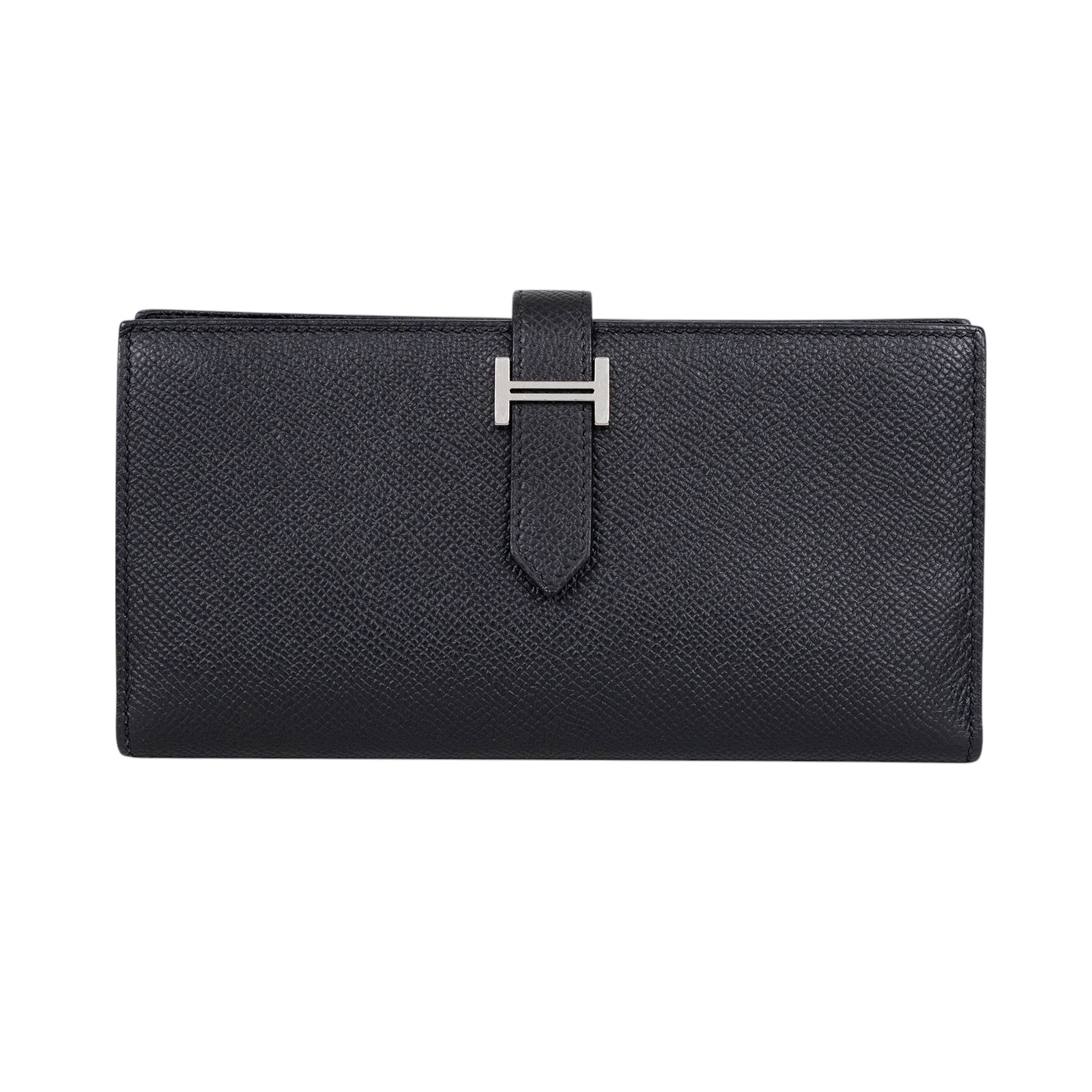 愛馬仕 Hermès Bearn 長夾 BEARNL D刻 黑銀BEARN長夾 原廠盒子