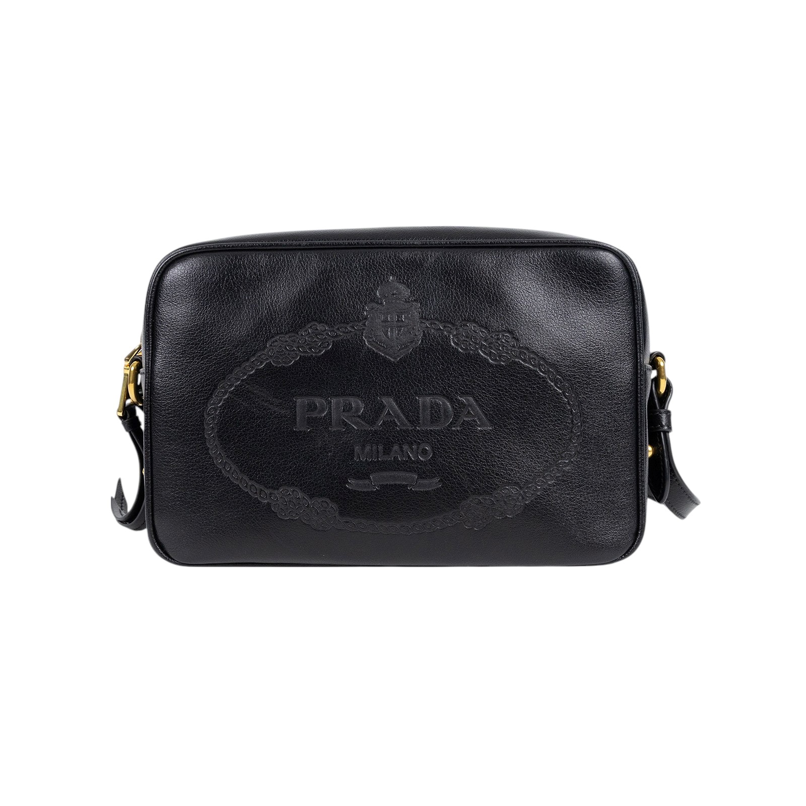 普拉達 PRADA Jacquard 相機包 1BH089_2EBJ 黑皮革相機包 防塵袋/保證卡