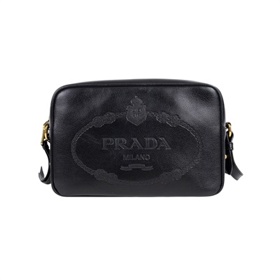普拉達 PRADA Jacquard 相機包 1BH089_2EBJ 黑皮革相機包 防塵袋/保證卡