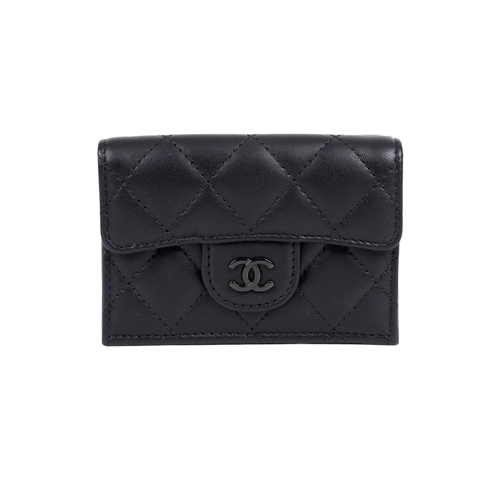 香奈兒 CHANEL 錢包 短夾 AP0230 黑銀羊COCO三折短夾 原廠盒子/防塵袋/購買證明影本