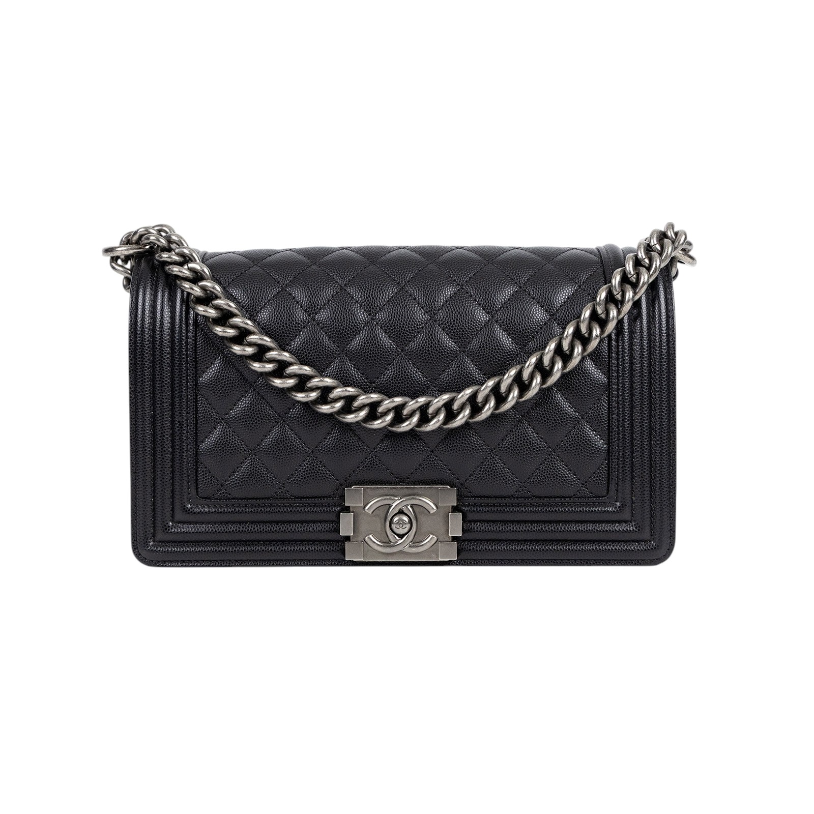 香奈兒 CHANEL Boy 25 口蓋包 A67086 28開黑銀荔枝BOY25 無附屬品