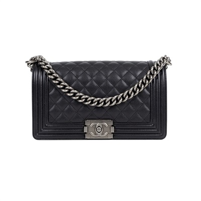 香奈兒 CHANEL Boy 25 口蓋包 A67086 28開黑銀荔枝BOY25 無附屬品