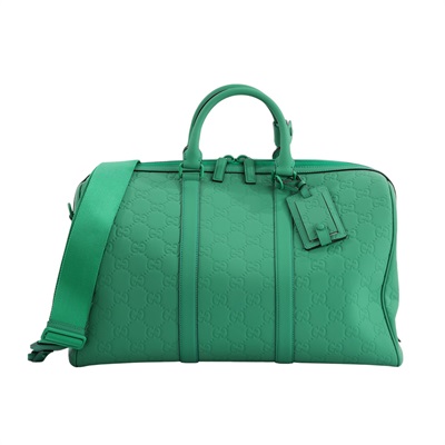 古馳 GUCCI 旅行袋 中型 771235 綠壓紋行李袋 防塵袋/背帶