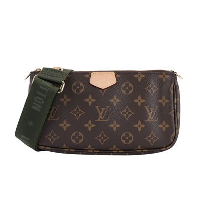路易威登 LOUIS VUITTON Multi Pochette Accessoires 卡其 三合一 肩背 方包 M44813 晶片款  原廠盒子/防塵袋/內袋