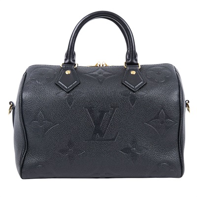 路易威登 LOUIS VUITTON Speedy Bandoulière  25 黑色 大LOGO 手提 斜背 波士頓包 M58951 晶片款  防塵袋/鎖組